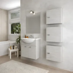 Pensile Bagno Sospeso Cubo 45x45 Rovere Grigio Reversibile Salvaspazio 2
