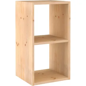 Scaffale Libreria Cubo 2 Piani Componibile in Legno Pino 36x33x71 cm