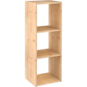 Scaffale Libreria Cubo 3 Piani Componibile in Legno Pino 36x33x107 cm