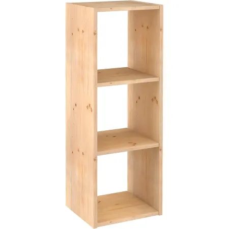 Scaffale Libreria Cubo 3 Piani Componibile in Legno Pino 36x33x107 cm