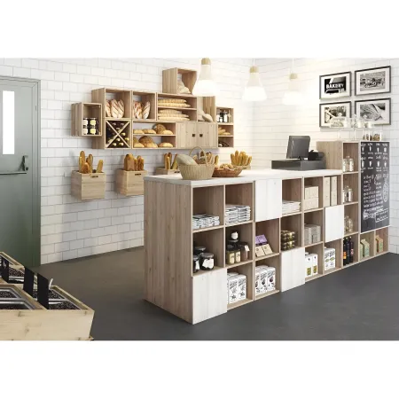 Scaffale Libreria Cubo 3 Piani Componibile in Legno Pino 36x33x107 cm