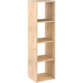 Scaffale Libreria Cubo 4 Piani Componibile in Legno Pino 33x36x140 cm