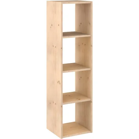 Scaffale Libreria Cubo 4 Piani Componibile in Legno Pino 33x36x140 cm
