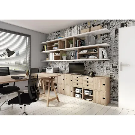 Scaffale Libreria Cubo 4 Piani Componibile in Legno Pino 33x36x140 cm