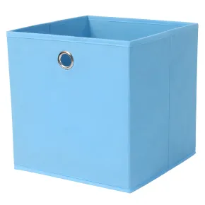 Cubo Portaoggetti Pieghevole 27x27x28 cm Salvaspazio Tessuto Azzurro