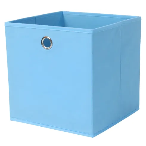 Cubo Portaoggetti Pieghevole 27x27x28 cm Salvaspazio Tessuto Azzurro