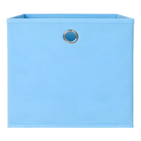 Cubo Portaoggetti Pieghevole 27x27x28 cm Salvaspazio Tessuto Azzurro