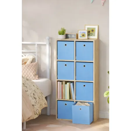 Cubo Portaoggetti Pieghevole 27x27x28 cm Salvaspazio Tessuto Azzurro