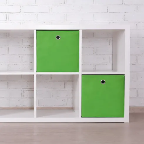 Cubo Portaoggetti Pieghevole 27x27x28 cm Salvaspazio Tessuto Verde