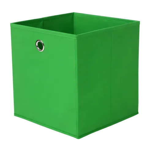 Cubo Portaoggetti Pieghevole 27x27x28 cm Salvaspazio Tessuto Verde