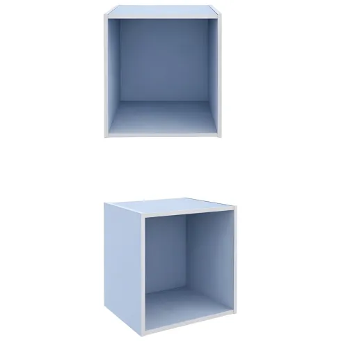 Cubo Contenitore Libreria 35x29x35 cm Legno MDF Azzurro Modulare