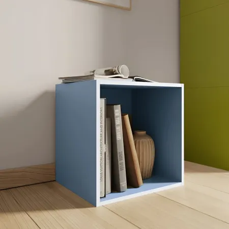 Cubo Contenitore Libreria 35x29x35 cm Legno MDF Azzurro Modulare