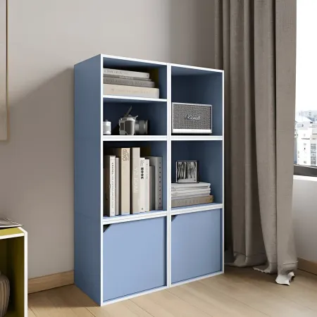 Cubo Contenitore Libreria 35x29x35 cm Legno MDF Azzurro Modulare