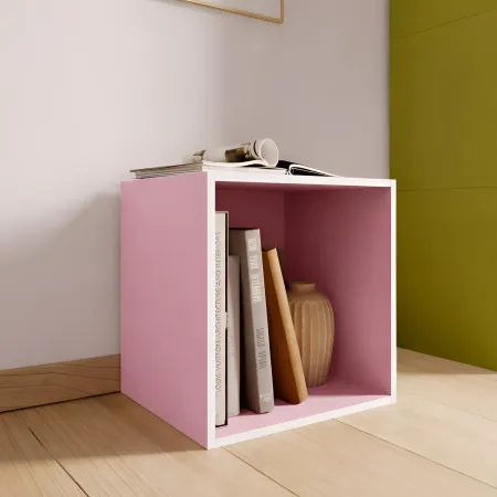 Cubo Contenitore Libreria 35x29x35 cm Legno MDF Rosa Modulare