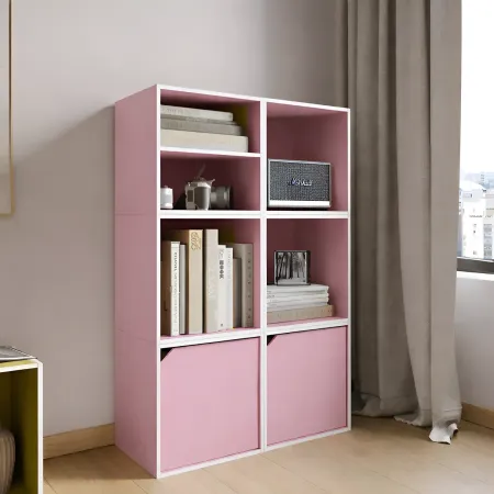 Cubo Contenitore Libreria 35x29x35 cm Legno MDF Rosa Modulare