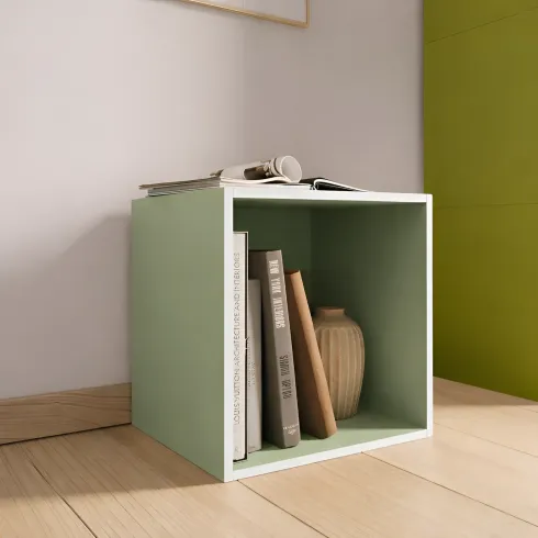 Cubo Contenitore Libreria 35x29x35 cm Legno MDF Verde Modulare
