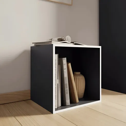 Cubo Contenitore Libreria 35x29x35 cm Legno MDF Grigio Ardesia Modulare