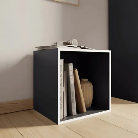 Cubo Contenitore Libreria 35x29x35 cm Legno MDF Grigio Ardesia Modulare