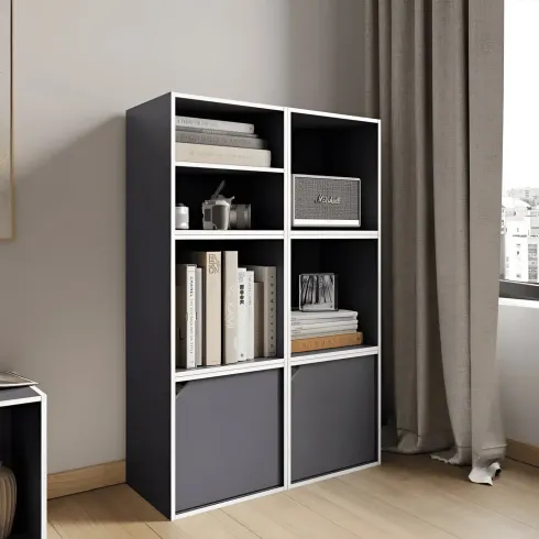 Cubo Contenitore Libreria 35x29x35 cm Legno MDF Grigio Ardesia Modulare