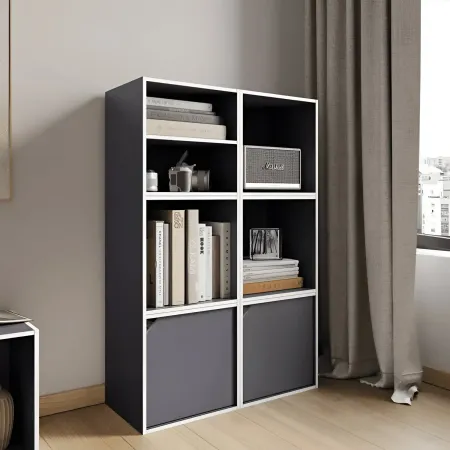 Cubo Contenitore Libreria 35x29x35 cm Legno MDF Grigio Ardesia Modulare