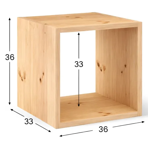 Scaffale Libreria Cubo 36x33x36 cm Componibile Legno Pino Portaoggetti