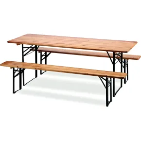 Set Birreria Tavolo 70x220 da Esterno in Legno con 2 Panche Pieghevole