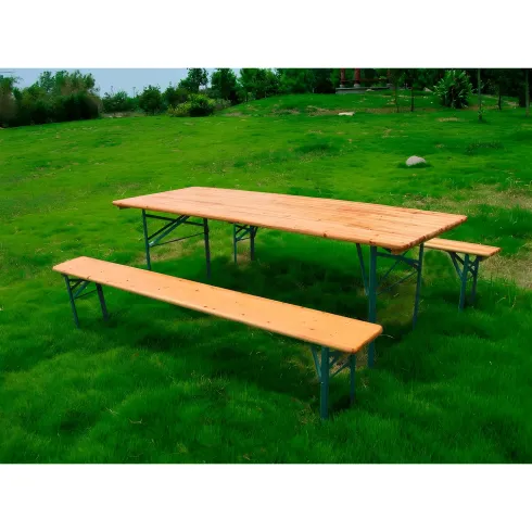 Set Birreria Tavolo 70x220 da Esterno in Legno con 2 Panche Pieghevole