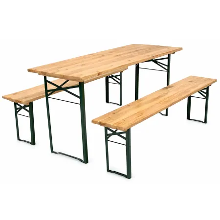 Set Birreria Tavolo 80x220 da Esterno in Legno con 2 Panche Pieghevole