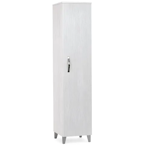 Colonna Bagno 160 cm 1 Anta 4 Ripiani MDF Finitura Bianco Portuna