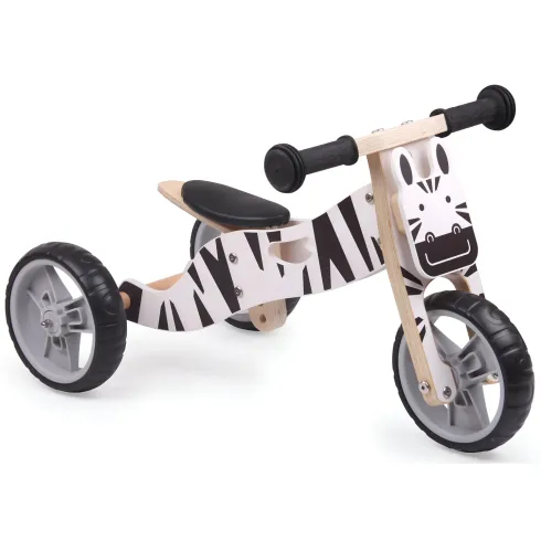 Minibike 2 in 1 Zebra in Legno per Bambini 18–36 Mesi Bici Equilibrio