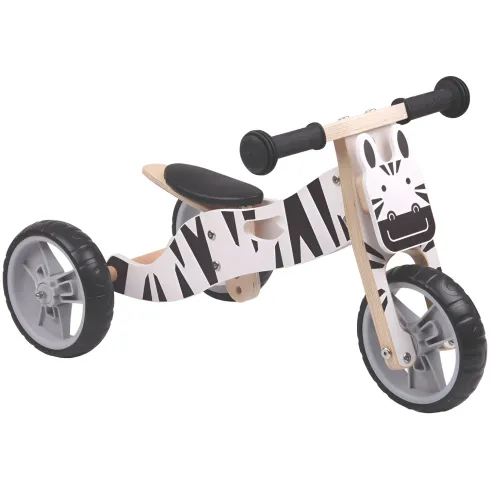 Minibike 2 in 1 Zebra in Legno per Bambini 18–36 Mesi Bici Equilibrio