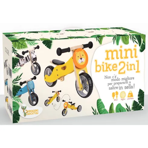 Minibike 2 in 1 Zebra in Legno per Bambini 18–36 Mesi Bici Equilibrio