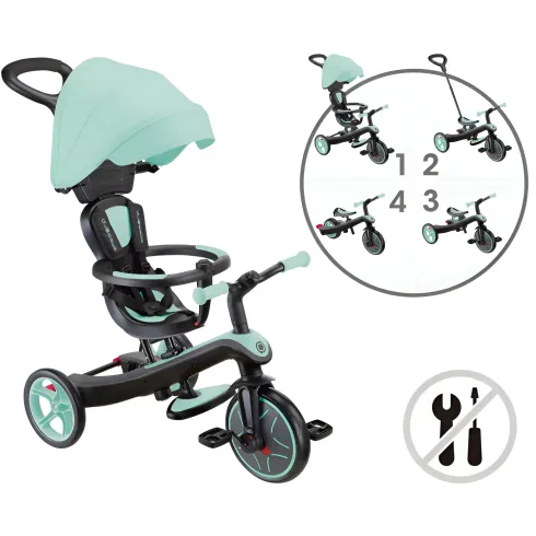 Triciclo Evolutivo 4 in 1 Maniglione Regolabile Balance Bike Verde Menta