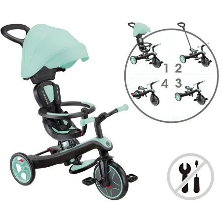 Triciclo Evolutivo 4 in 1 Maniglione Regolabile Balance Bike Verde Menta