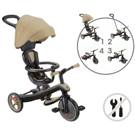 Triciclo Evolutivo 4 in 1 Maniglione Regolabile Balance Bike Beige