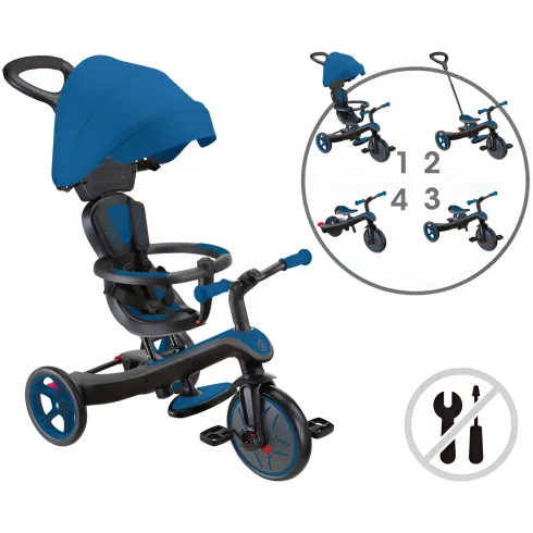 Triciclo Evolutivo 4 in 1 Maniglione Regolabile Balance Bike Blu Reale