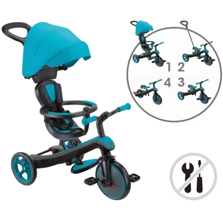Triciclo Evolutivo 4 in 1 Maniglione Regolabile Balance Bike Verde Acqua