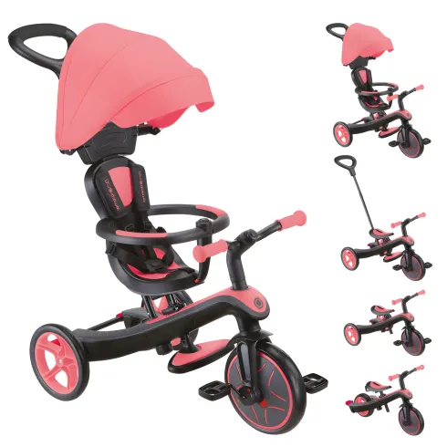 Triciclo Evolutivo 4 in 1 Maniglia Regolabile Balance Bike Rosa Corallo