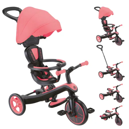 Triciclo Evolutivo 4 in 1 Maniglia Regolabile Balance Bike Rosa Corallo