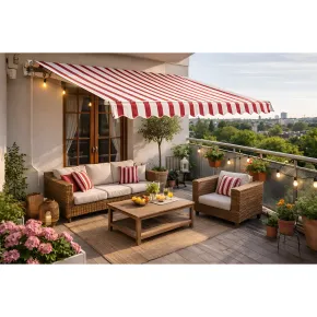Tenda da Sole per Esterno 300x200 a Barra Quadra Righe Rosse | BricoShop24 2