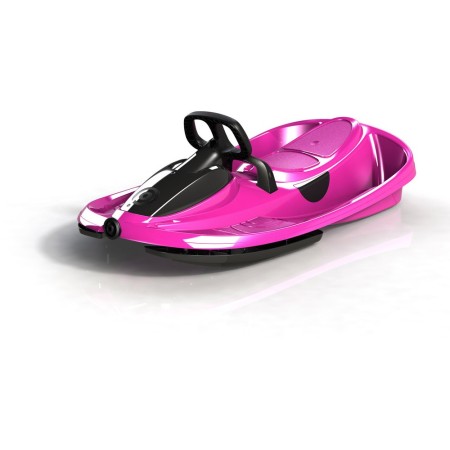 Bob Doppio Stratos Rosa Volante Freno a Molla 2 Posti Slittino Neve Max 120kg