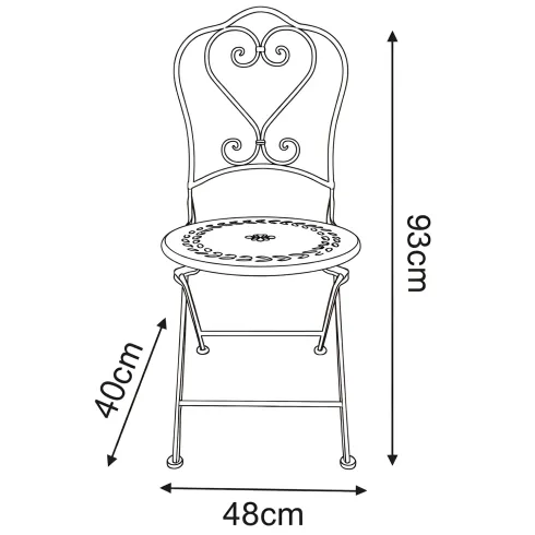 Set Tavolo Tondo 62x73 cm 2 Sedie in Metallo Bianco Antico da Esterno
