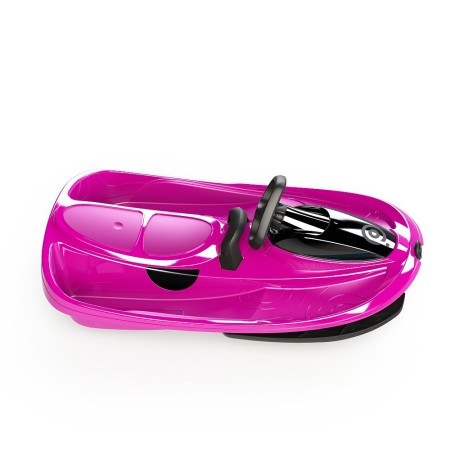 Bob Doppio Stratos Rosa Volante Freno a Molla 2 Posti Slittino Neve Max 120kg