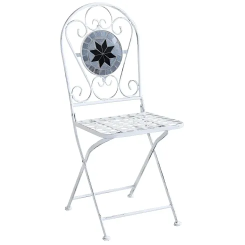 Set Tavolo 60x72 cm 2 Sedie Metallo Bianco Antico Mosaico da Esterno