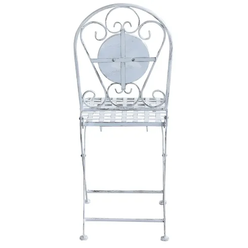 Set Tavolo 60x72 cm 2 Sedie Metallo Bianco Antico Mosaico da Esterno