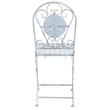 Set Tavolo 60x72 cm 2 Sedie Metallo Bianco Antico Mosaico da Esterno