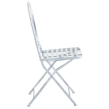Set Tavolo 60x72 cm 2 Sedie Metallo Bianco Antico Mosaico da Esterno