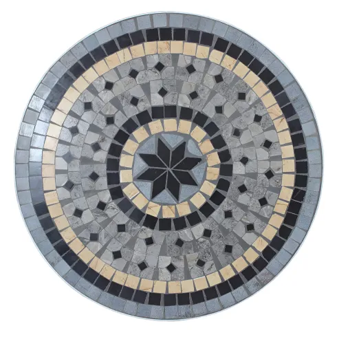 Set Tavolo 60x72 cm 2 Sedie Metallo Bianco Antico Mosaico da Esterno