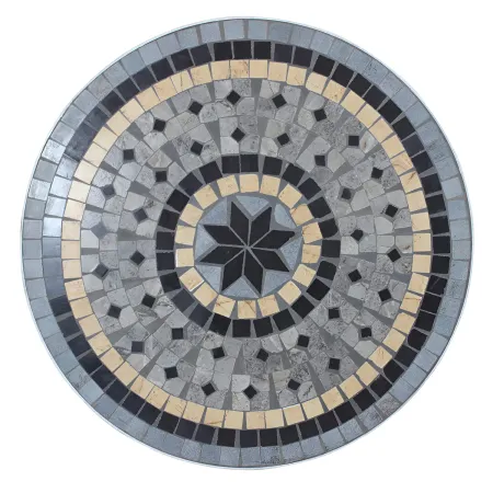 Set Tavolo 60x72 cm 2 Sedie Metallo Bianco Antico Mosaico da Esterno