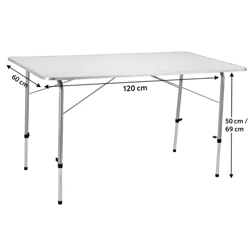 Tavolo Pieghevole Acciaio 120x60 Altezza Regolabile Piano MDF da Esterno